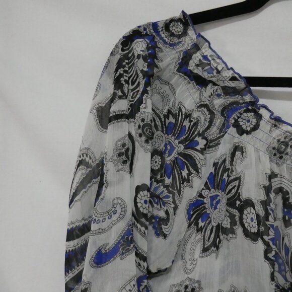 Y2K - LOVESTITCH | medium | Paisley Print Bohemian Blouse | Lace Up Neck - Picture 3 of 15